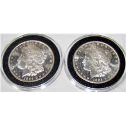 (2X$) MORGAN SILVER DOLLARS B.U CONDITION 1884-O DMPL (DEEP MIRROR PROOF LIKE)