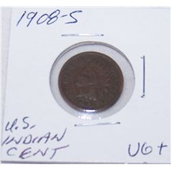 VERY RARE 1908-"S" INDIAN CENT VG+