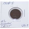 Image 1 : VERY RARE 1908-"S" INDIAN CENT VG+