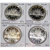 Image 1 : (4X$) GEM BRILLIANT UNCIRCULATED CANADIAN SILVER DOLLARS 80% SILVER