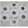 Image 1 : (7X$) CHOICE BARBER SILVER DIMES VG-XF 1900,(2) 1906,1907,1910,1912-D,1915
