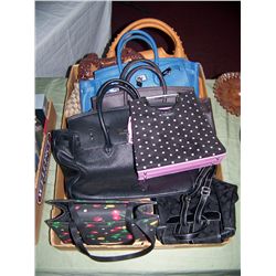 Box lot of (8) Purses (3) Hermes (2) Kate Spade , Gucci, Coach, Fendi  (items not authenticated)