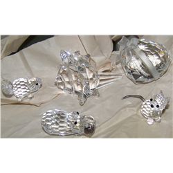 (5) Pi. Lot of Swarovski crystal Hippo, Beaver,Mouse, Shell & Gift