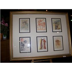 SALVADOR DALI (6) PI. DIVINE COMEDY CUSTOM FRAMED SET W/ C.O.A'S ON BACK w/ facsimile signatures