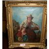 Image 1 : English School Antique Oil on canvas painting signed lower left illegible