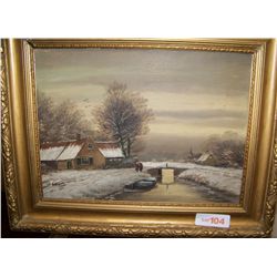 Antique/ Vintage Folk art oil on board signed lower right B. Mannon