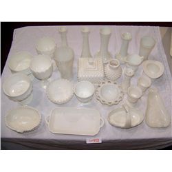 24 Piece Lot of Milk Glass