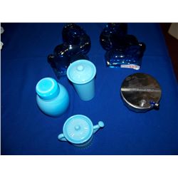 Box lot of Misc. Blue Glass