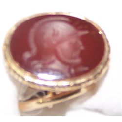 Antique 14K Gold mens Watch fob w/ cameo