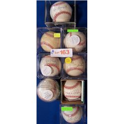 (8X The Bid) H.O.F. Signed Encased Baseballs.