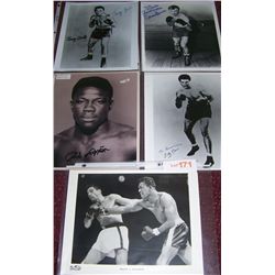 Five Black and WhitePictures of Boxing Legends. Four are Signed by...