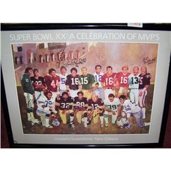 Super Bowl XX: A Celebrationof MVPs Lithograph with Six Signatures.