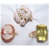Image 3 : Lot of Three Ladies 14K Gold Rings set w/ various stones as shown.. The rings weigh 16.2 Grams