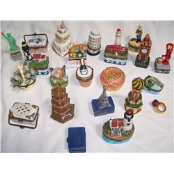 Collection of 22 Various hand painted magnetic Pill boxes as shown