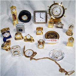 Lot of (19) Assorted miniature Clocks as shown