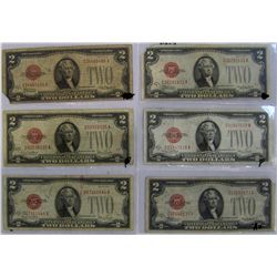 (6X The Bid) 1928 $2 Red Seal Bills.