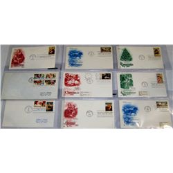 (9X The Bid) First Day Issue Postage Covers, Christmas.