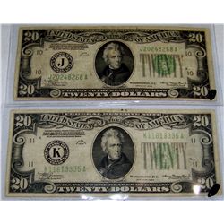 (2X The Bid) 1934 $20 FRN's.