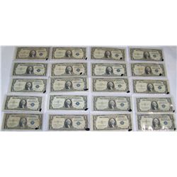 (20 X$) 1935 $1 SILVER CERTIFICATES Mixed grades