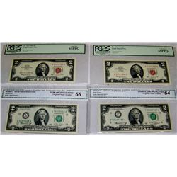 (4X$) $2 CERTIFIED  (2) CHOICE UNC & (2) GEM NEW