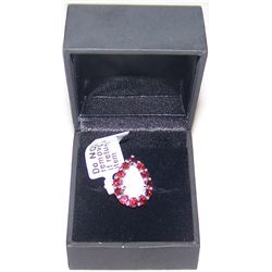 A sterling silver ring set w/ one pear shaped cabochon (1.57 C)