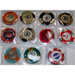 (11X$) CASINO CHIPS-SOME RARE INCLUDING BINIONS HORSESHOE