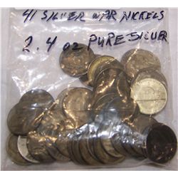 41 U.S SILVER WAR NICKELS 2.4 OZ PURE SILVER