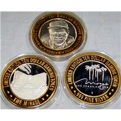 (3 X $) .999 PURE SILVER CASINO STRIKES (2) MIRAGE,NEW YORK NEW YORK