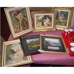 Six pieces of Framed Art as shown.
