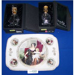 3 pcs Scentier Perfume Bottles And Bavarian Mitterteich Porcelain Tray