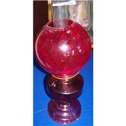 Vintage Ruby Glass Oil Lamp.