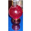 Image 1 : Vintage Ruby Glass Oil Lamp.