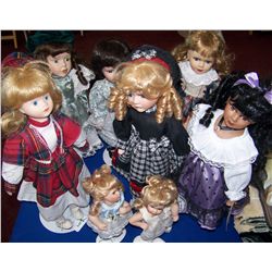 Eight Handpainted Ltd. Ed. Collectible Dolls.