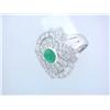Image 2 : 18k White Gold Ring with Diamonds and Emerald