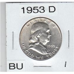 1953 D SILVER FRANKLIN HALF BU