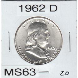 1962 D SILVER FRANKLIN HALF FLASHY!