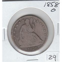 1858 O SEATED HALF