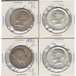 40% SILVER HALF DOLLARS LOT OF 4