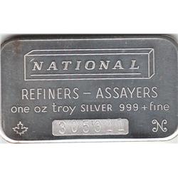 NATIONAL 1 OUNCE SILVER BAR .999