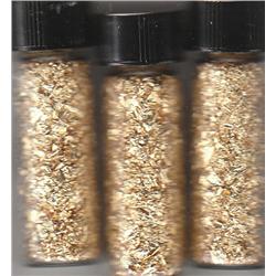 3 GLASS VIAL OF GOLD FLAKE
