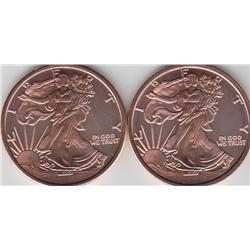 2 PURE COPPER ROUNDS .999  FINE