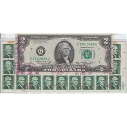 RARE STAMPED $2 1976 BICENTENNIAL W/ 1 CENT STAMPS