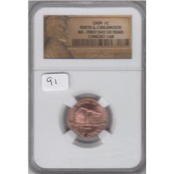FIRST DAY ISSUE LINCOLN CENT BIRTH CHILDHOOD NGC
