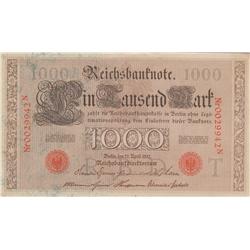 1000 MARK GERMAN HUGE NOTE DATE 1910