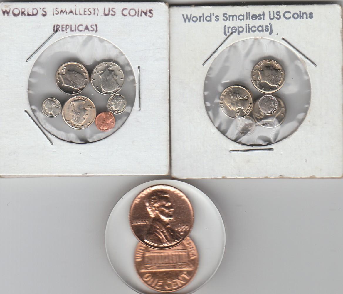 WORLD SMALLEST COIN SET AND PENNY IN ACRYLIC