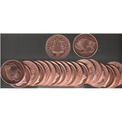 ROLL OF SEAL TIGHT 20 1 OUNCE COPPER ROUNDS PROOF .999 FINE