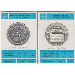 2 SILVER CLAD PROOF LOW MINTAGE ROUNDS FRANKLIN MINT