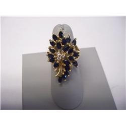 Diamond & Sapphire Bouquet Ring, 7.4 Grams 14K Gold