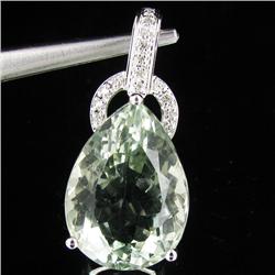 22.6twc Green Amethyst Diamond 14k Gold Pendant (JEW-3387)