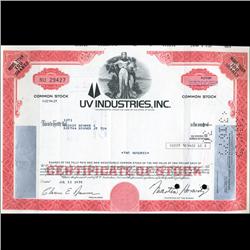 1970s UV Ind. Stock Certificate Scarce (CUR-06426)